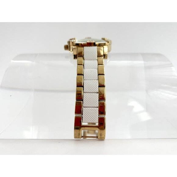Gruen Chronograph Gold & White T Women's Rhinestone Wrist Watch - 30mm - WORKS! - Picture 3 of 10